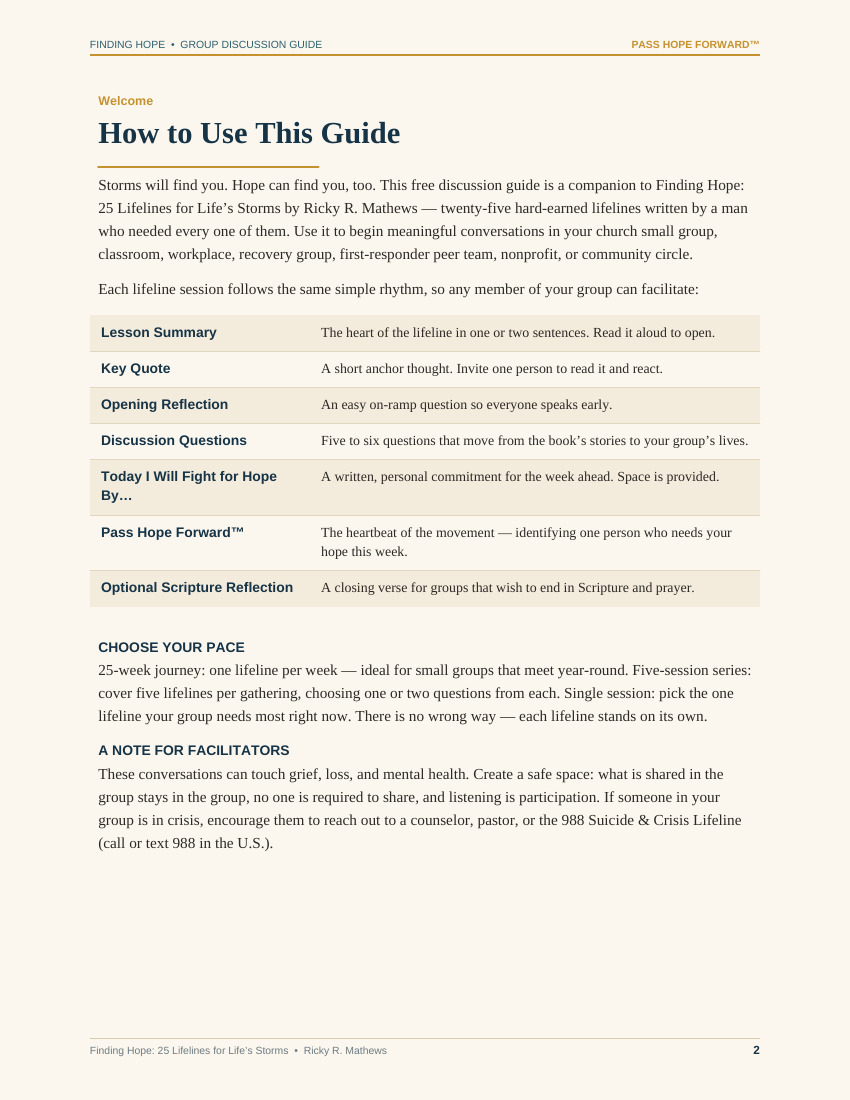 Preview of page 2 of the Finding Hope Group Discussion Guide