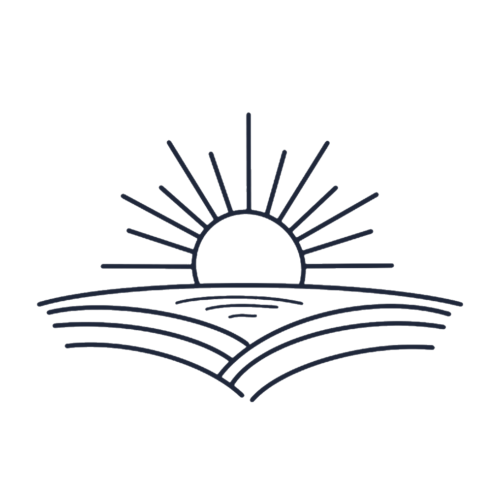 Pass Hope Forward official symbol: a rising sun over an open book with ripples